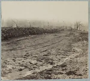 Stonewall used by Confederates at foot of Marye's Heights at Fredericksburg, December 13th 1862