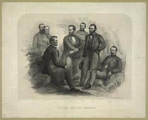 Abraham Lincoln with his generals