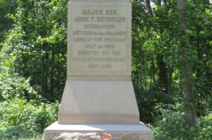 Monument marks the location where General John Reynolds was killed