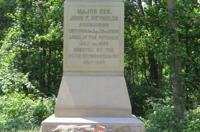 Monument marks the location where General John Reynolds was killed