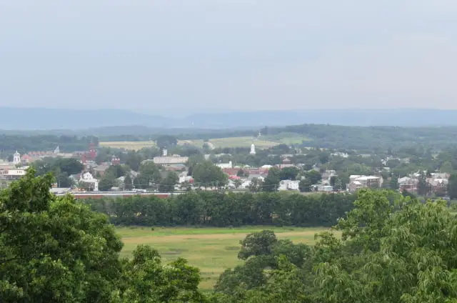 View of Gettysburg from Observation Post on top of Culp's Hill