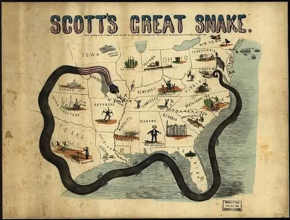 The Anaconda Plan drawn in 1861