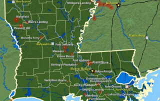 A map showing Civil War Battles in Louisiana